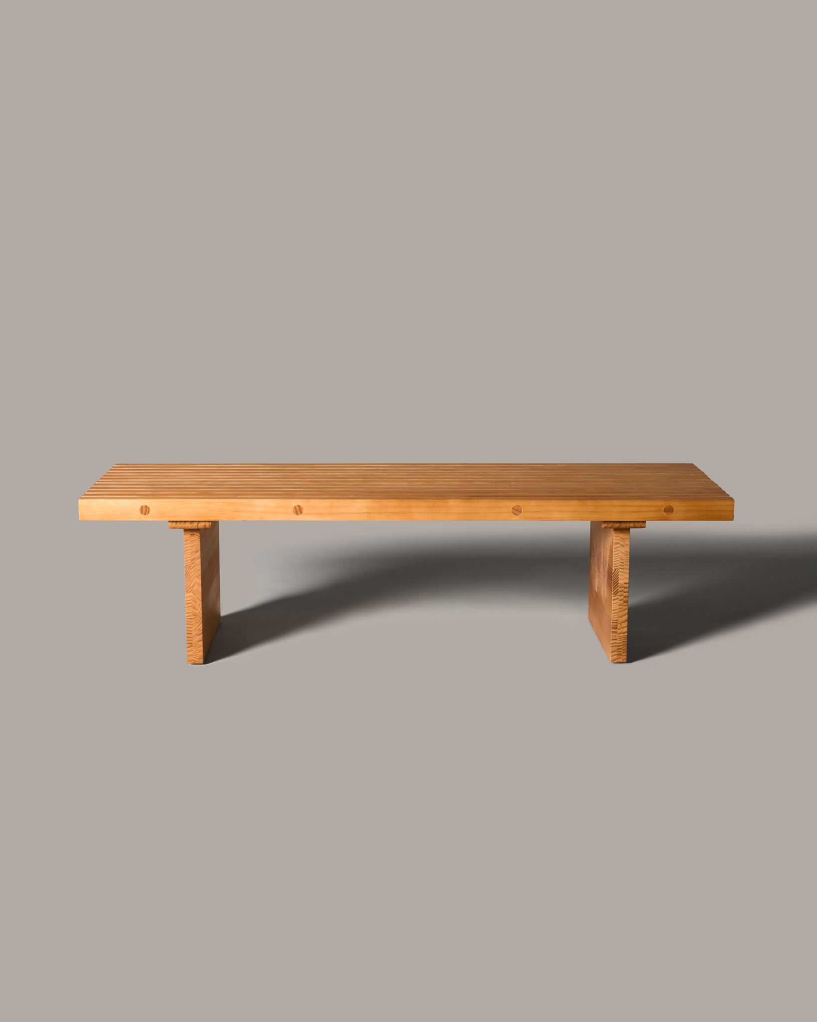 Modernist Slatted Pine Bench