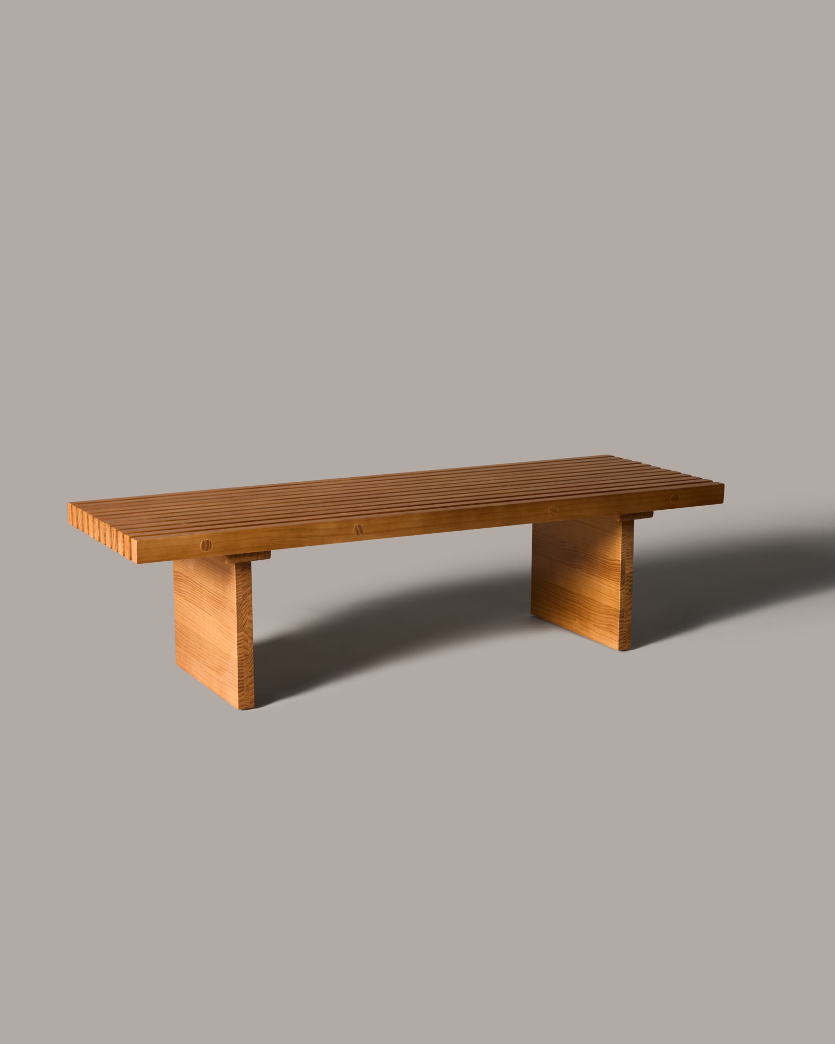 Modernist Slatted Pine Bench